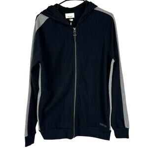 Civil Society NWT Herschel Waffle Knit Jacket Hoodie Black Gray Striped Size S